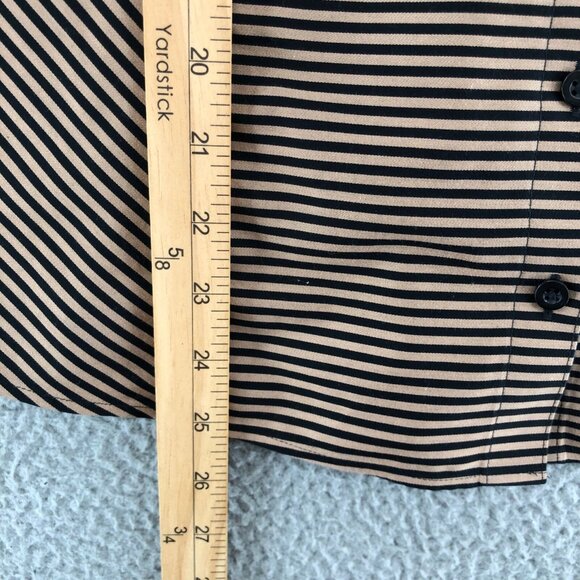 Chicos Shirt Womens 0 US Small Brown No Iron Sateen Striped Long Sleeve Button - Picture 10 of 11